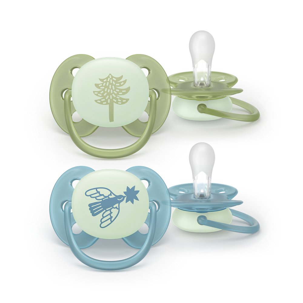 Philips Avent Pacifier Ultra Soft NightTime SCF094/05, 18+ м., 2 броя