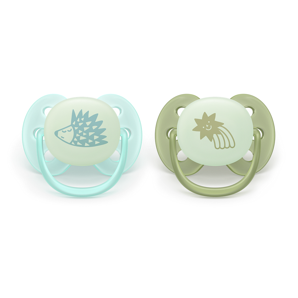 Philips Avent Pacifier Ultra Soft NightTime SCF094/01, 0-6 м., 2 броя