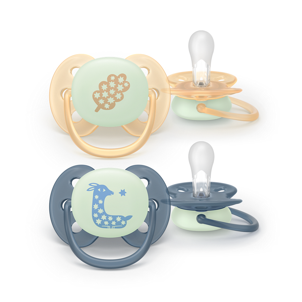 Philips Avent Pacifier Ultra Soft NightTime SCF094/03, 6-18 м., 2 броя