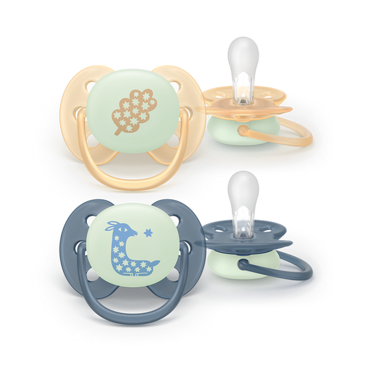Philips Avent Pacifier Ultra Soft NightTime SCF094/03, 6-18 м., 2 броя