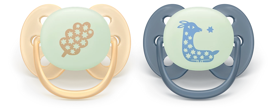 Philips Avent Pacifier Ultra Soft NightTime SCF094/03, 6-18 м., 2 броя