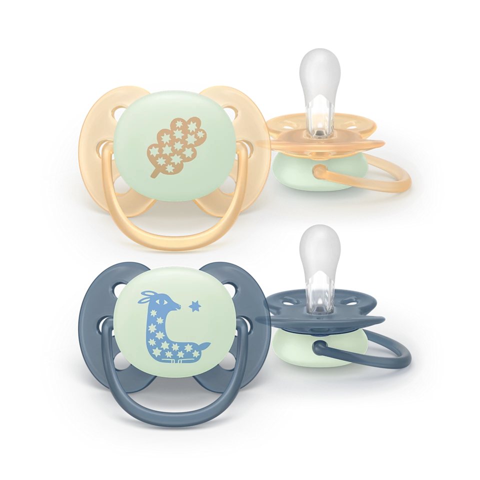 Philips Avent Pacifier Ultra Soft NightTime SCF094/03, 6-18 м., 2 броя