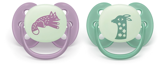 Philips Avent Pacifier Ultra Soft NightTime SCF094/04, 6-18 м., 2 броя