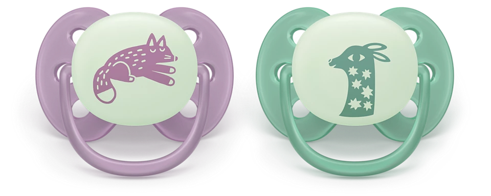 Philips Avent Pacifier Ultra Soft NightTime SCF094/04, 6-18 м., 2 броя