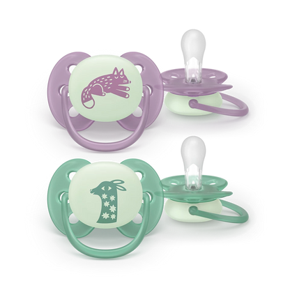 Philips Avent Pacifier Ultra Soft NightTime SCF094/04, 6-18 м., 2 броя