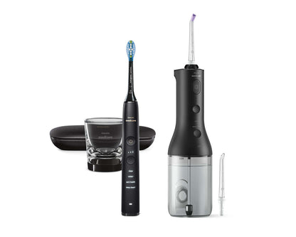 Зъбен душ и звукова четка за зъби и Philips Sonicare DiamondClean 9000, черна HX3886/43
