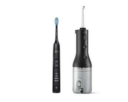 Зъбен душ и звукова четка за зъби и Philips Sonicare DiamondClean 9000, черна HX3886/43