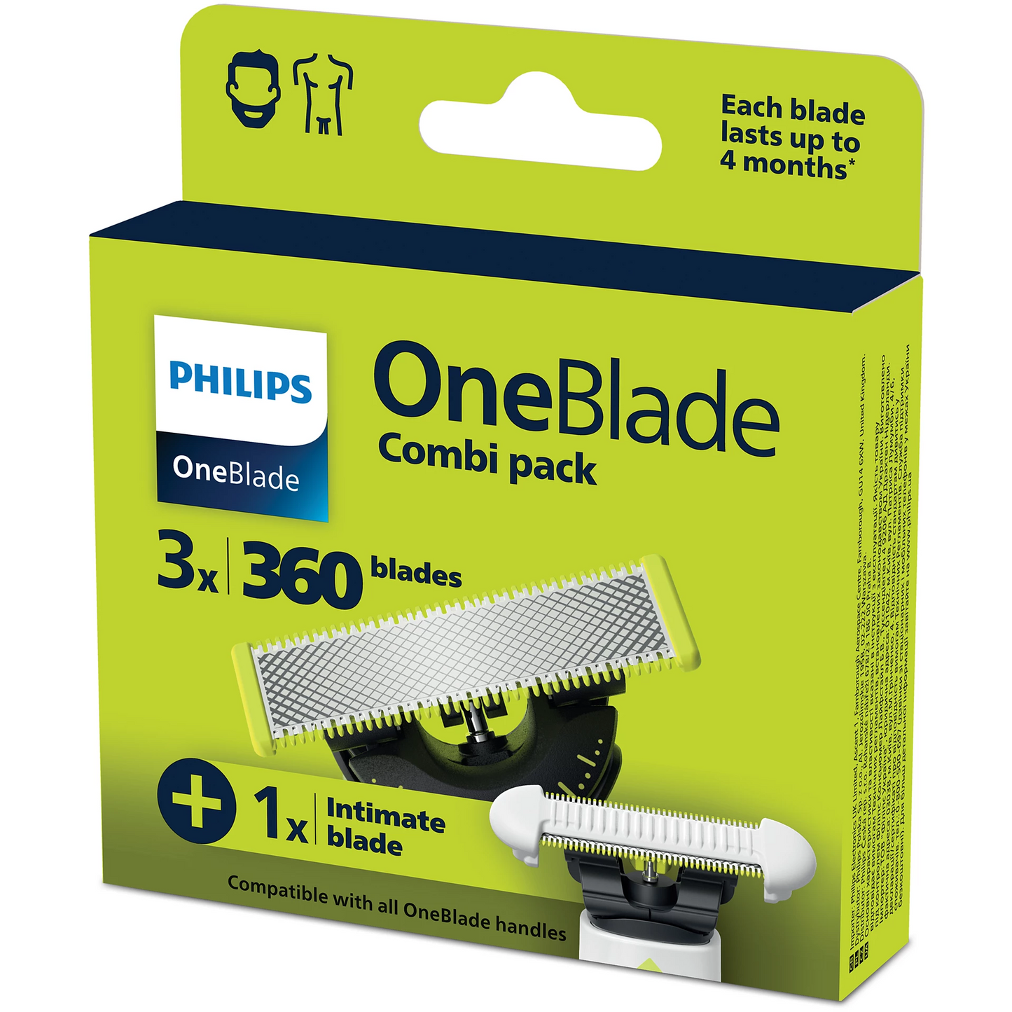 Пакет: 3x 360 + 1x ножче SkinProtect за Philips OneBlade QP949/50