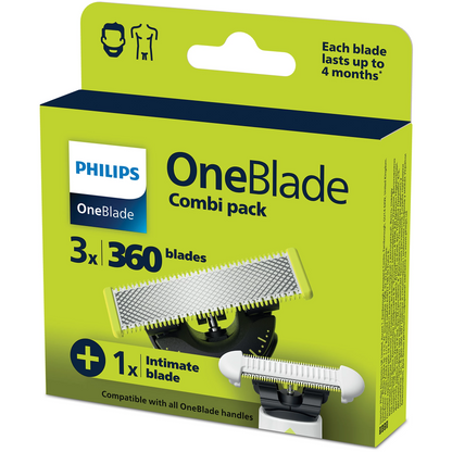 Пакет: 3x 360 + 1x ножче SkinProtect за Philips OneBlade QP949/50