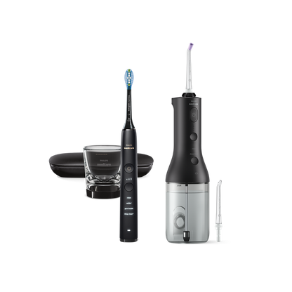 Зъбен душ и звукова четка за зъби и Philips Sonicare DiamondClean 9000, черна HX3886/43