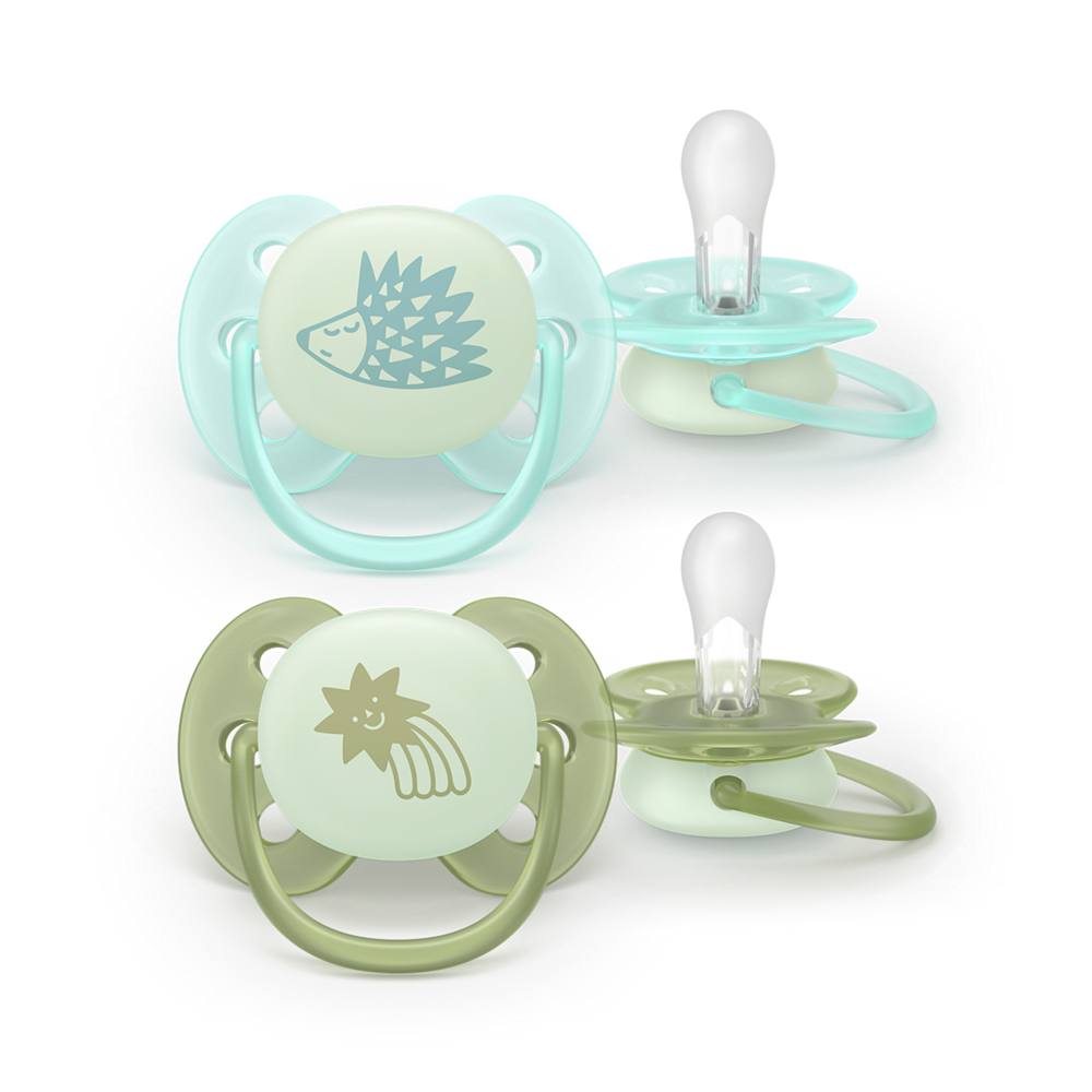 Philips Avent Pacifier Ultra Soft NightTime SCF094/01, 0-6 м., 2 броя