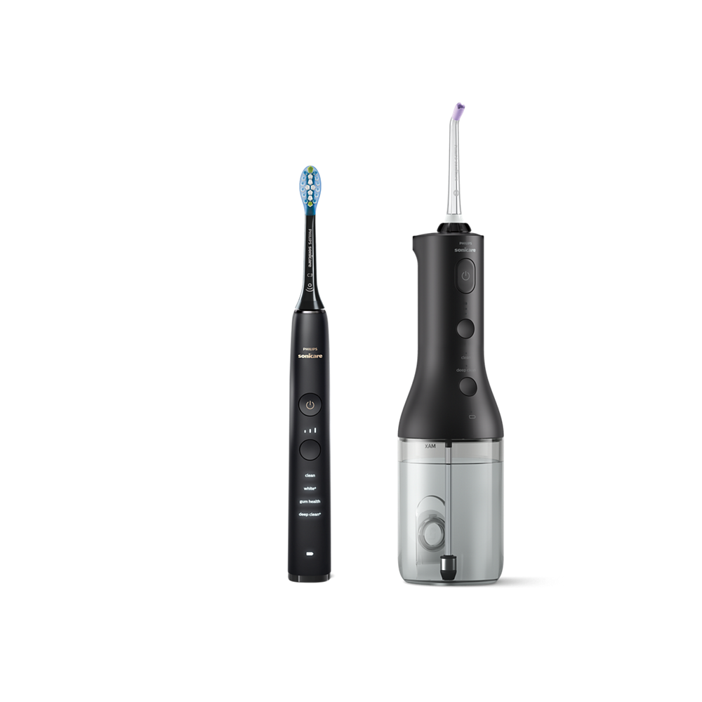 Зъбен душ и звукова четка за зъби и Philips Sonicare DiamondClean 9000, черна HX3886/43