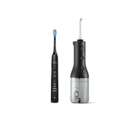 Зъбен душ и звукова четка за зъби и Philips Sonicare DiamondClean 9000, черна HX3886/43