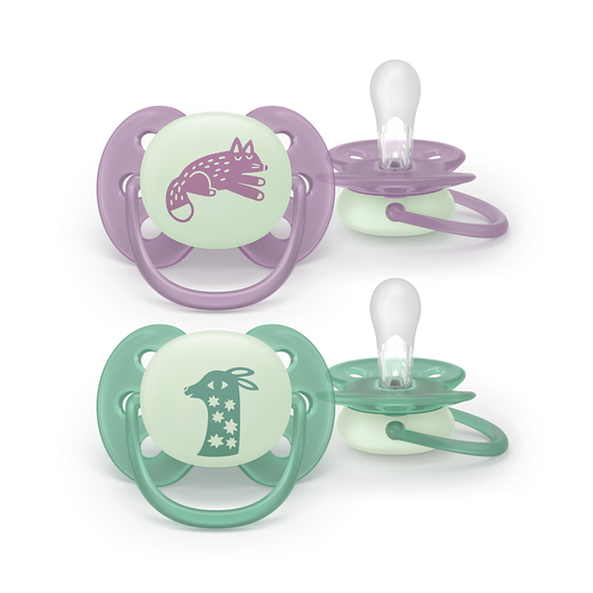 Philips Avent Pacifier Ultra Soft NightTime SCF094/04, 6-18 м., 2 броя