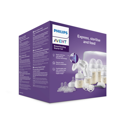 Комплект за кърмене с ръчна помпа за кърма и стерилизатор за бутилки Philips Avent SCD430/50