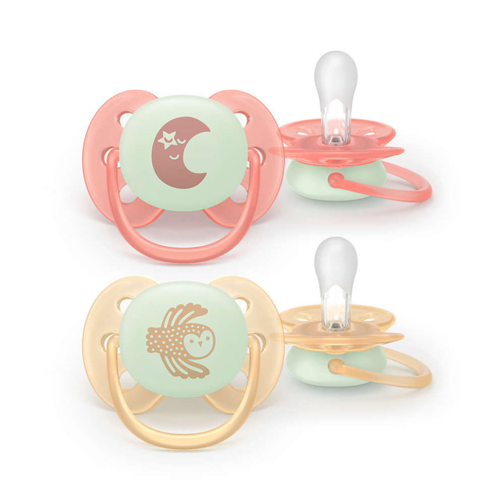 Philips Avent Pacifier Ultra Soft NightTime SCF094/02, 0-6 м., 2 броя
