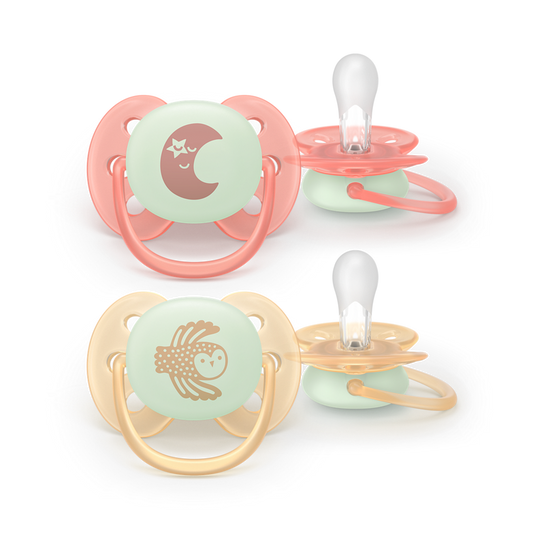 Philips Avent Pacifier Ultra Soft NightTime SCF094/02, 0-6 м., 2 броя